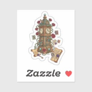 Clock Tower Fantasy Time Machine Illustration Sticker