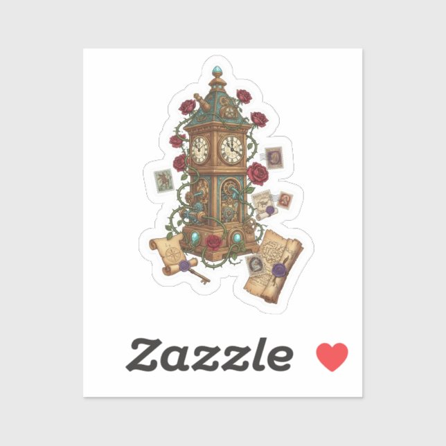 Clock Tower Fantasy Time Machine Illustration Sticker (Sheet)