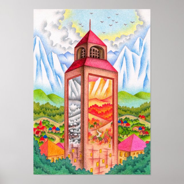Clock tower that embodies  four seasons. poster (Front)