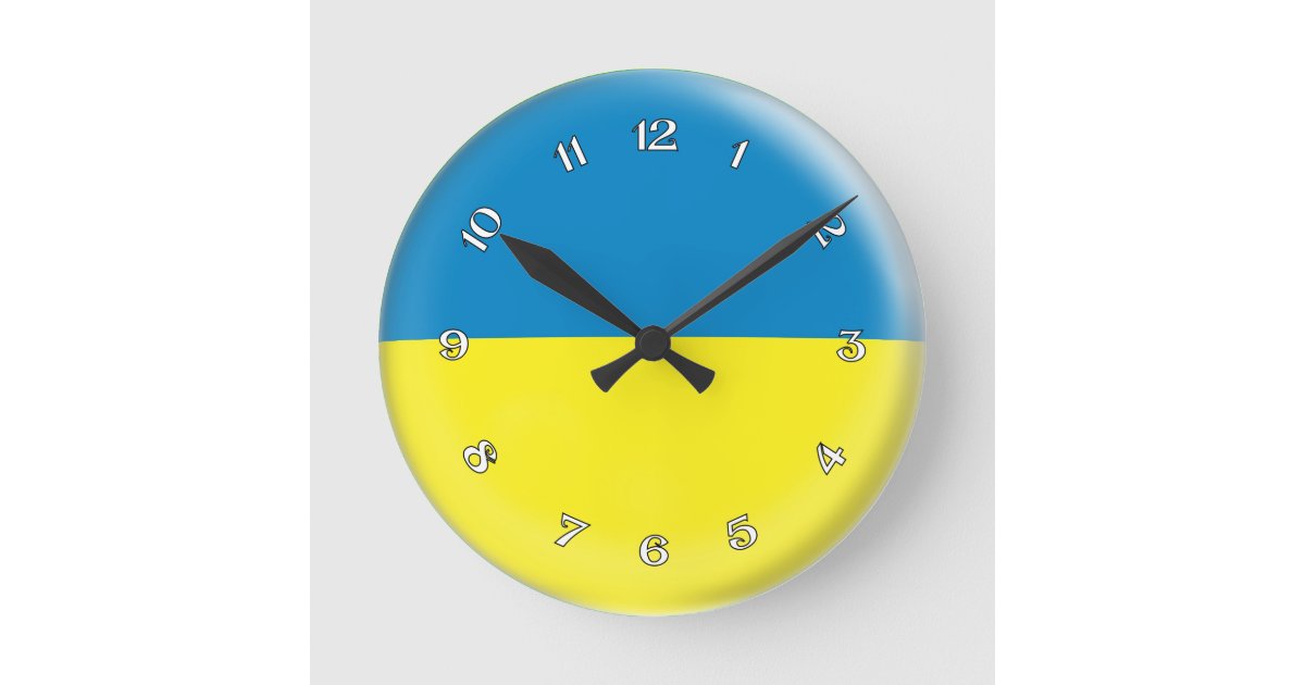 Clock Ukraine Ukrainian flag Bubble Design Zazzle