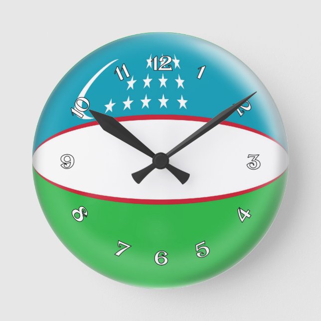 Clock Uzbekistan flag Bubble Design (Front)