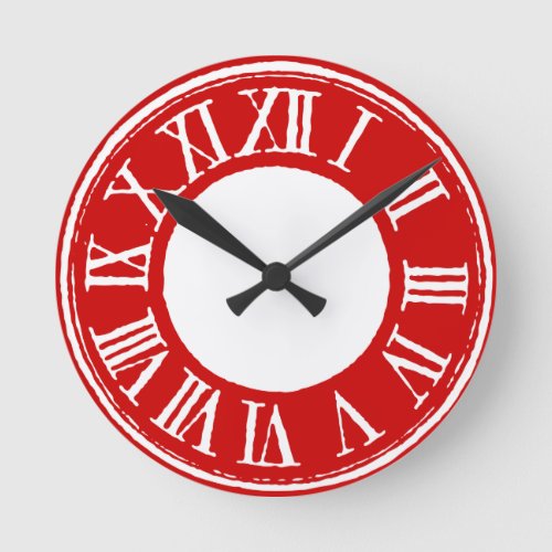 CLOCK vintage look roman numbers white rich red