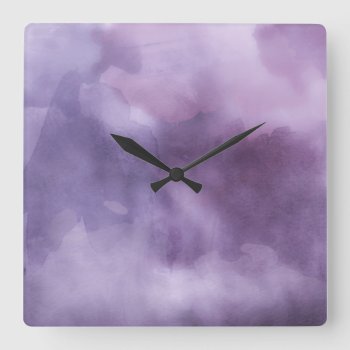 Clock - Watercolor Purples by steelmoment at Zazzle