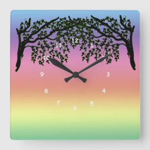 Clock - Weeping Branches and Rainbow
