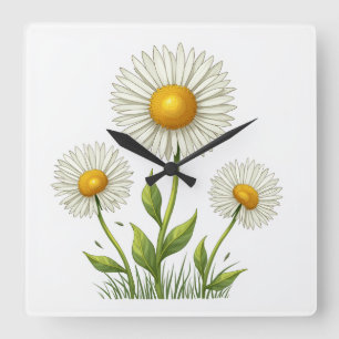 Clock with dandelion flower illustration