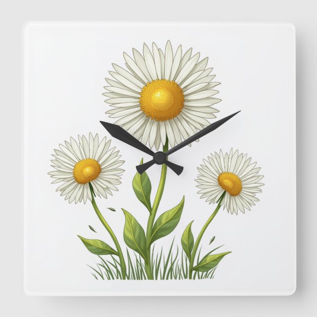 Clock with dandelion flower illustration (Front)
