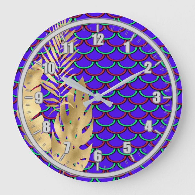 Clock with Gold Colored Leaves & Scales (Front)