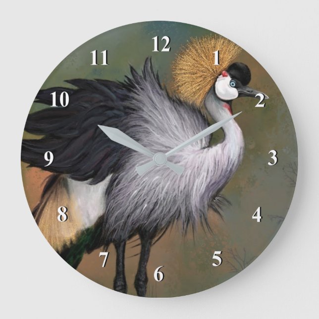 Clock with Grey Crowned Crane (Front)