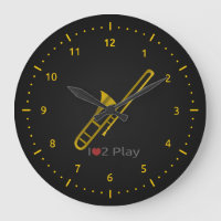 Clock with illustration of a trombone