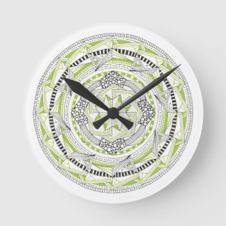 CLOCK with Original Mandala Inspired Design Green