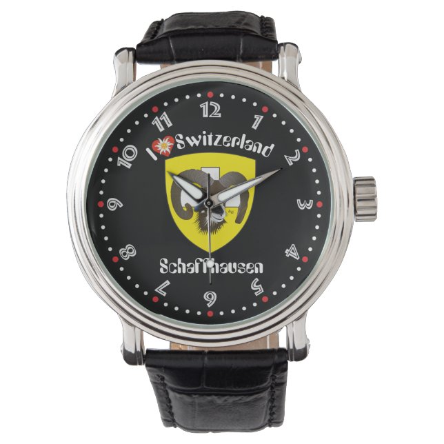 clock with Swiss draft Schaffhausen Switzerland Watch (Front)