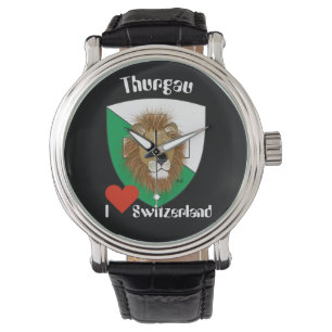 clock with Swiss draft Thurgau Switzerland Watch