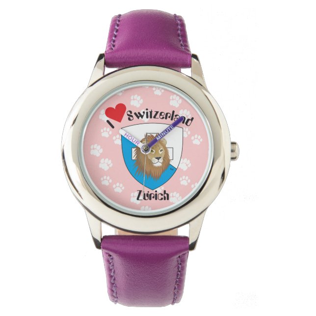 clock with Swiss draft Zurich Switzerland Watch (Front)