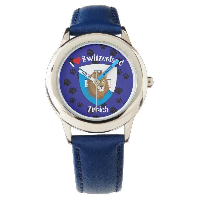 clock with Swiss draft Zurich Switzerland Watch (Front)