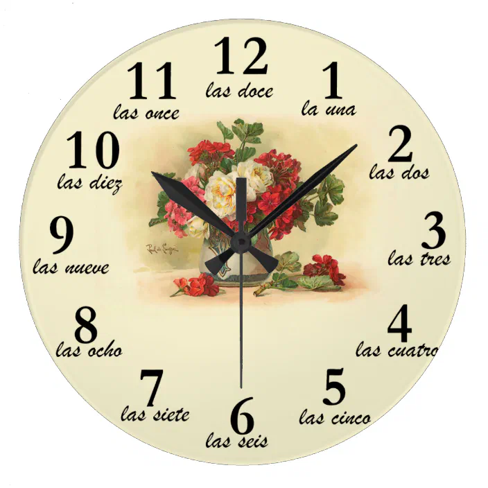 Clock With Vintage Image And Numbers In Spanish Zazzle Com Clock With Vintage Image And Numbers In Spanish Zazzle Com