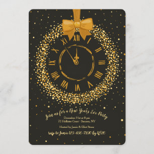Clock Wreath New Year's Eve Party Invitations