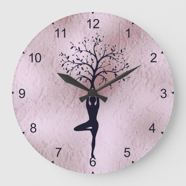 CLOCK - YOGA LADY SILHOUETTE TREE (Front)