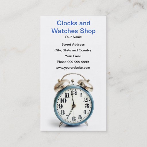 Customizable clocks and watches shop business cards