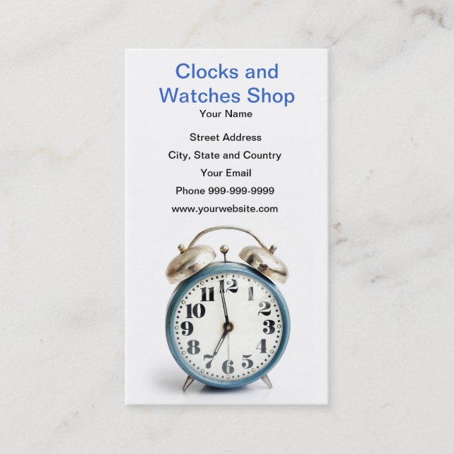clocks and watches shop business card (Front)