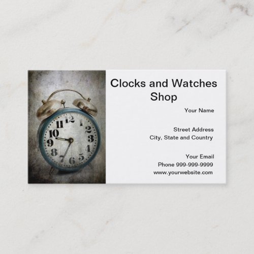 clocks and watches shop business card template