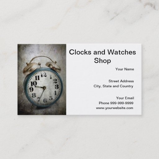 Customizable clocks and watches shop business card template