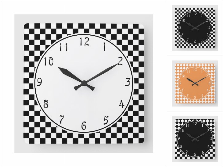 Checkers and Diamond Checkerboard Clocks