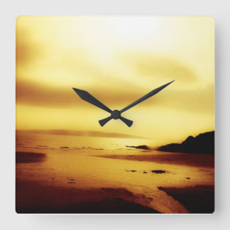 Clocks, landscapes, unique, square wall clock