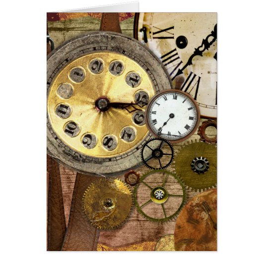 Clocks Rusty Old Steampunk Art Cards (Front)