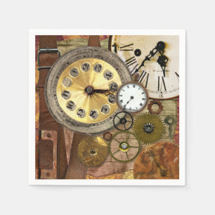 Clocks Rusty Old Steampunk Art Napkins