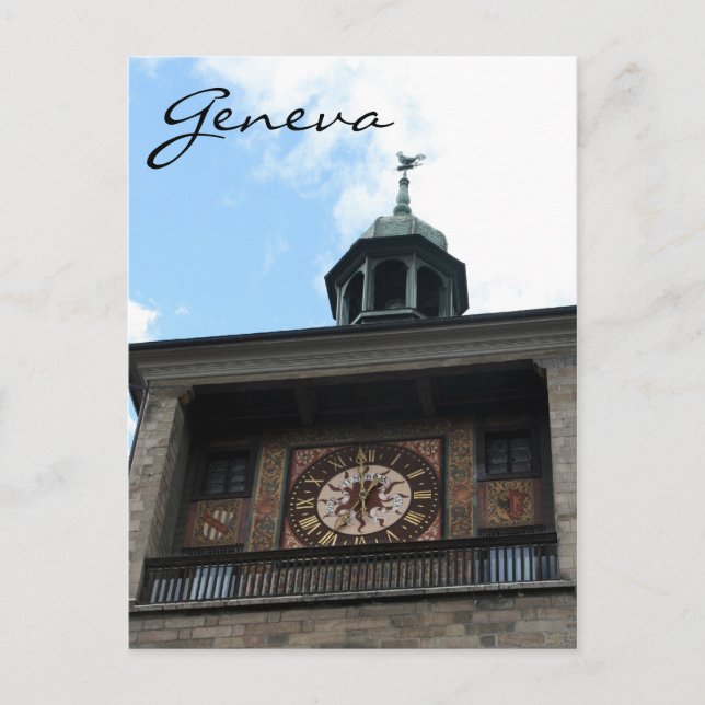 clocktower geneva postcard (Front)