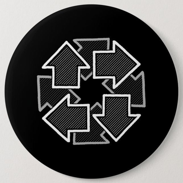 Clockwise Arrows Minimal Geometric Black Variant 2 Button (Front)