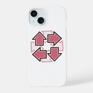 Clockwise Arrows Minimal Geometric Red iPhone 15 Case