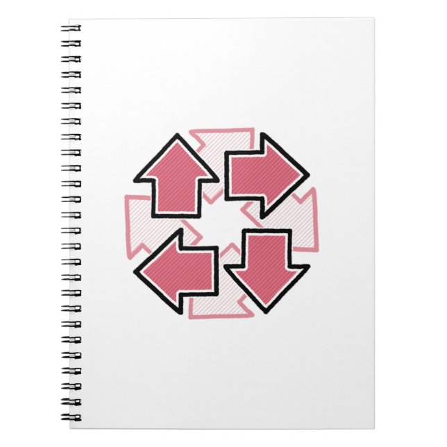 Clockwise Arrows Minimal Geometric Red Notebook (Front)
