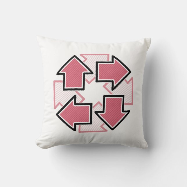 Clockwise Arrows Minimal Geometric Red Throw Pillow (Front)