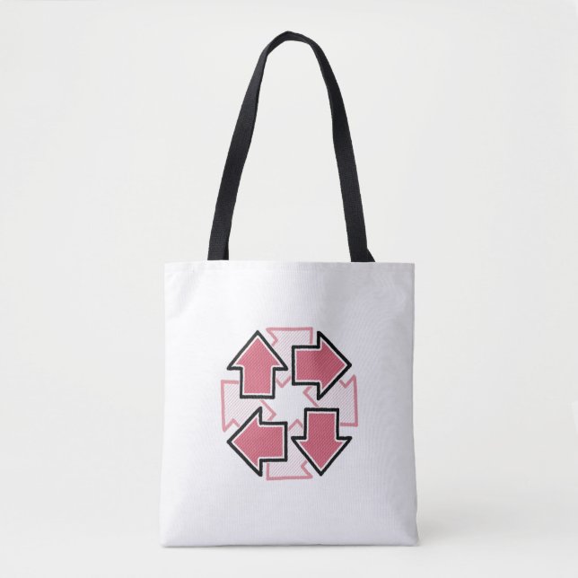 Clockwise Arrows Minimal Geometric Red Tote Bag (Front)