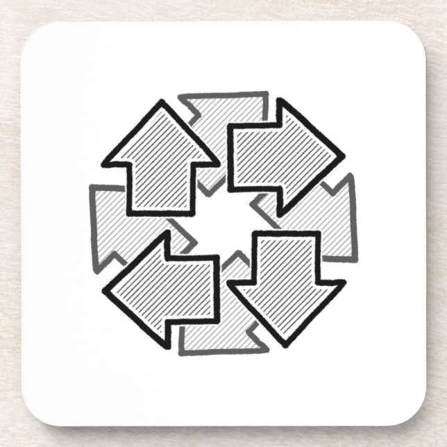 Clockwise Arrows Minimal Geometric White Variant 1 Beverage Coaster (Front)