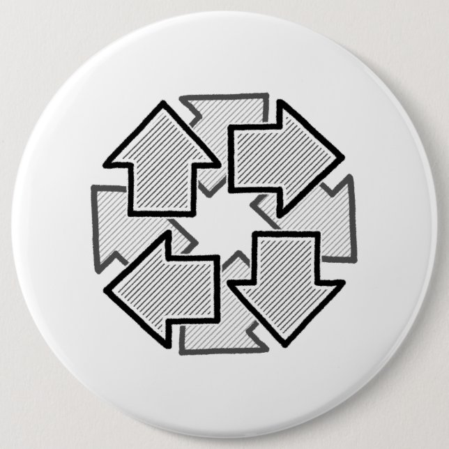 Clockwise Arrows Minimal Geometric White Variant 1 Button (Front)