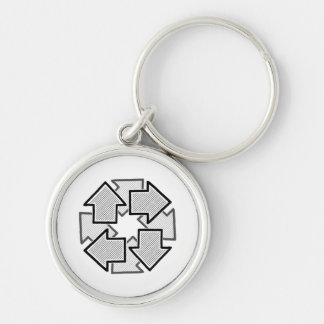 Clockwise Arrows Minimal Geometric White Variant 1 Keychain