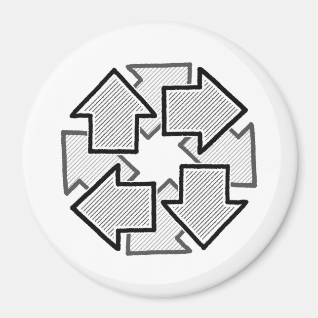 Clockwise Arrows Minimal Geometric White Variant 1 Magnet (Front)