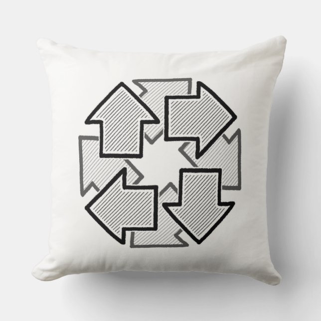 Clockwise Arrows Minimal Geometric White Variant 1 Throw Pillow (Front)