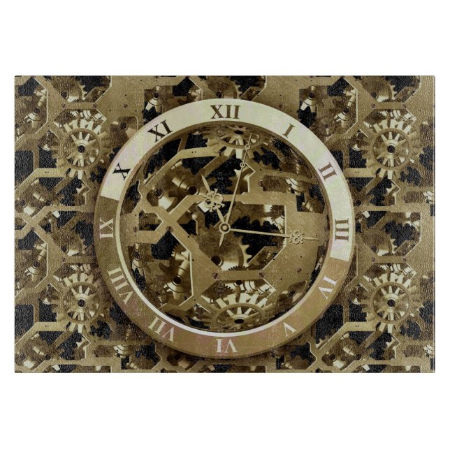 Clockwork 6 Decorative Glass Cutting Board (Front)