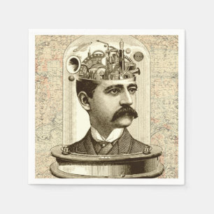 Clockwork Brain STEAMPUNK vintage Paper Napkins