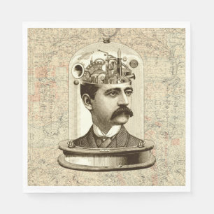 Clockwork Brain STEAMPUNK vintage Paper Napkins