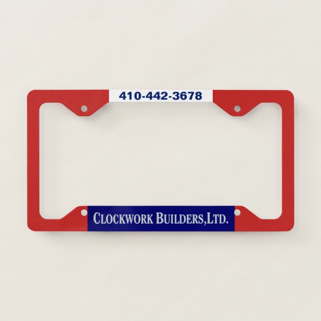 Clockwork Builders License Plate Frame (Front)