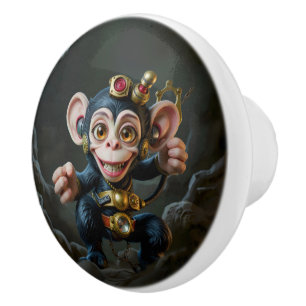 Clockwork Cavekeeper – The Whispering Monkey Ceramic Knob