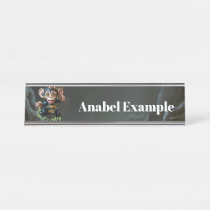 Clockwork Cavekeeper – The Whispering Monkey Desk Name Plate