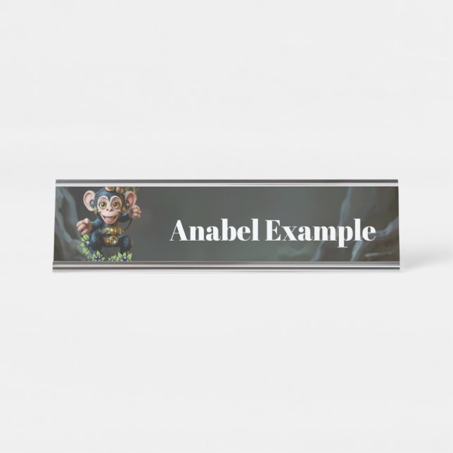 Clockwork Cavekeeper – The Whispering Monkey  Desk Name Plate (Front)