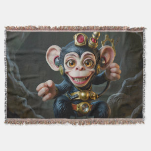 Clockwork Cavekeeper – The Whispering Monkey Throw Blanket