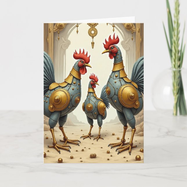 Clockwork Christmas Bird Card (Front)