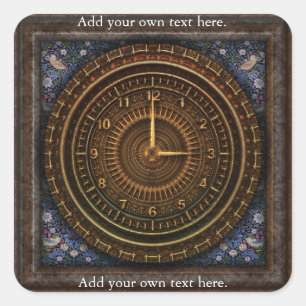 Clockwork Clock Time Steampunk Victorian Square Sticker